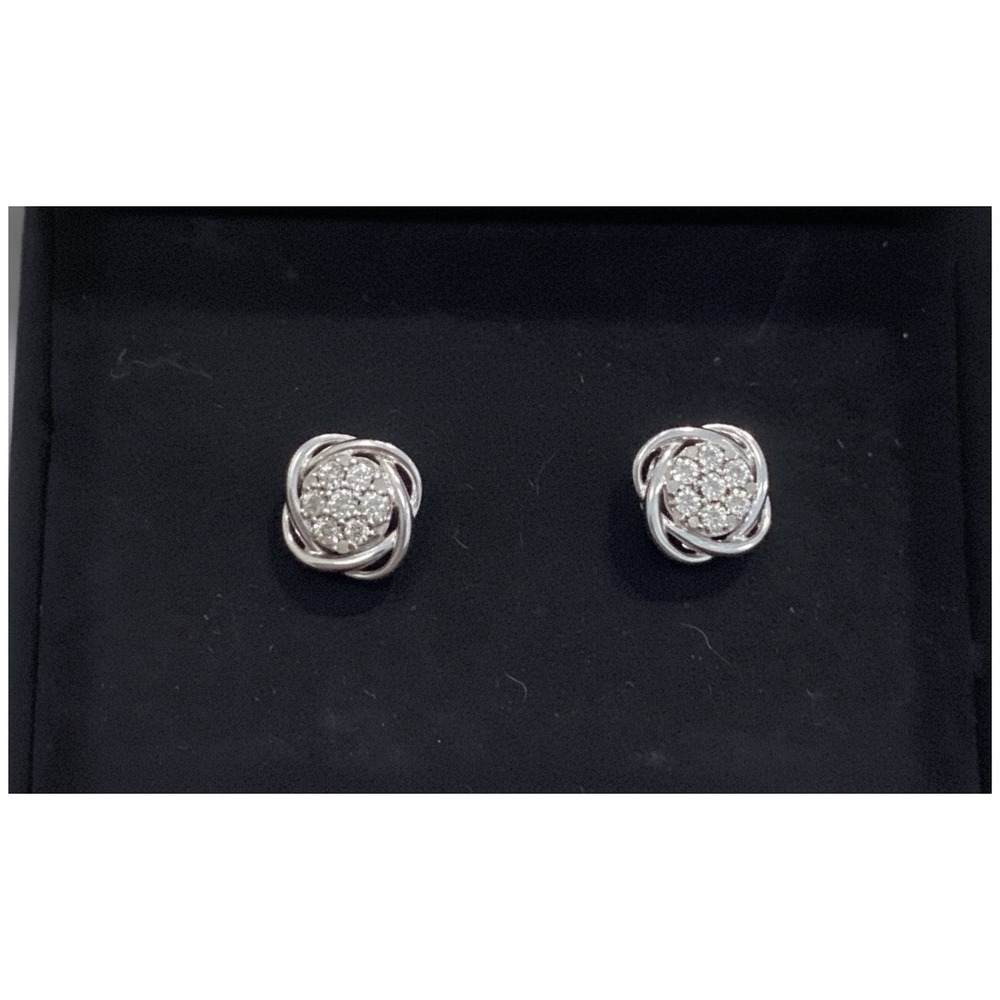 Sterling Silver 0.10ctw Natural Diamond Love Knot Stud Earrings
